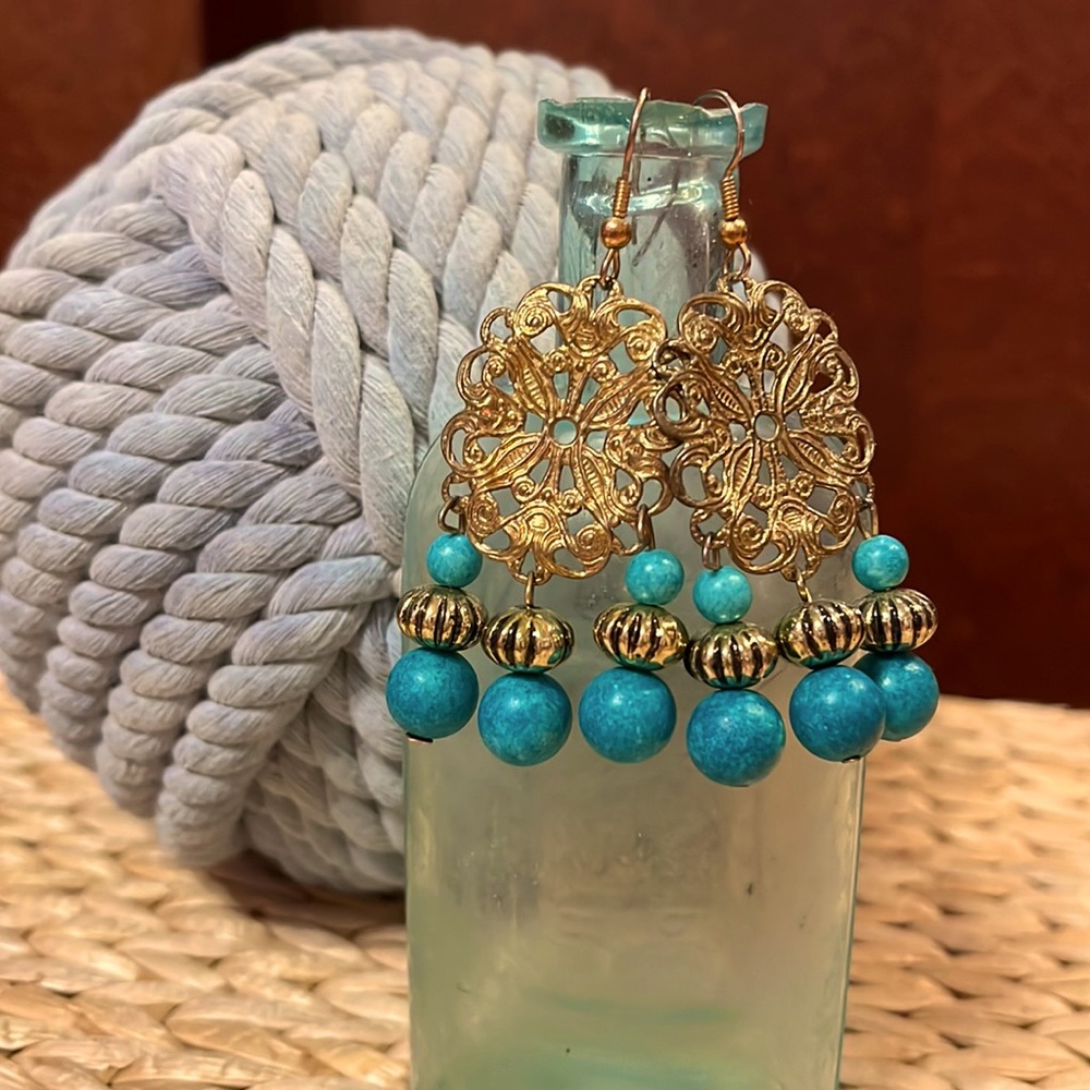 Vintage 90s Filigree Drop Earrings